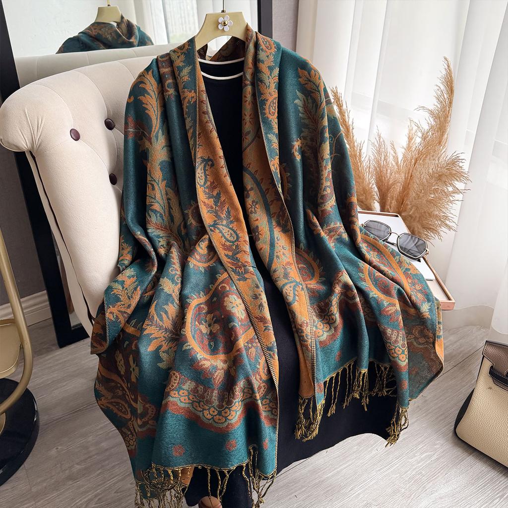 Women Scarf Luxury Bohemian Style Shawl Jacquard Paisley Pattern Designer Tassel Blanket Design Lady Muslim Hijab Pashmina