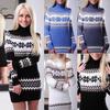 Women Winter Warm Christmas Turtleneck Sweater Dress Long Snowflake Pullover Sweater Christmas Sweater