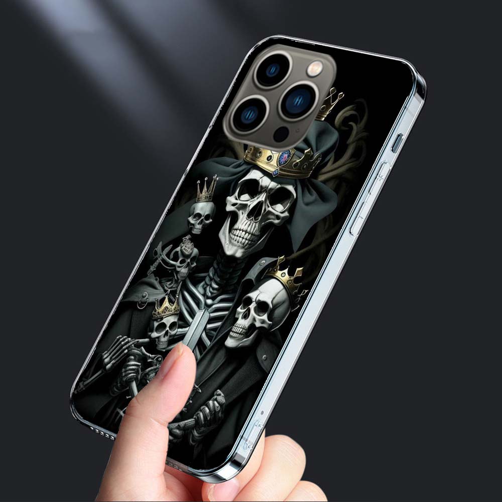 Crown Skeleton Emperor Phone Case For Iphone 16E 15 Pro 14 Plus 17E 16 17 Pro Max Air 11 12 13 Mini Shockproof Capa Cute Cove