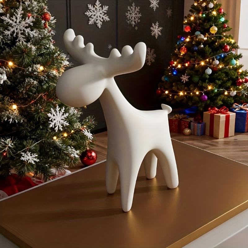 Modern Minimalist Deer Statue Elegant Stag With Large Antlers Cute Animal Decoration For Home Christmas Tree Shelf Birthday Gift