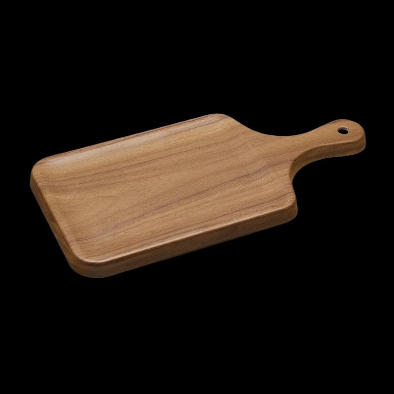 Set of 2 Melamine Rectangular Pizza Plates with Handle, Walnut Wood Grain