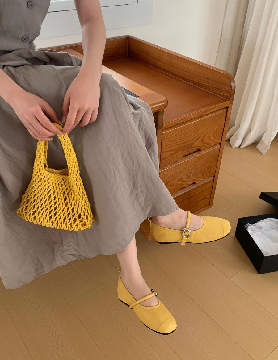 

2025 New Fashion Versatile Soft Sole Mary Jane Shoes Round Head Shallow Mouth Commuter One-word Belt Height Increase 3CM 39 жёлтый