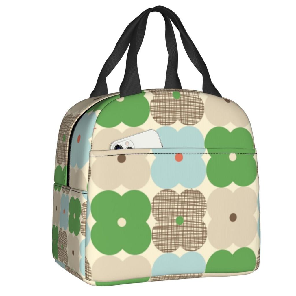 Orla Kiely Flower Scandinavian Geometric Style Insulated Lunch Bags for Camping Travel Waterproof Cooler Thermal Lunch Box