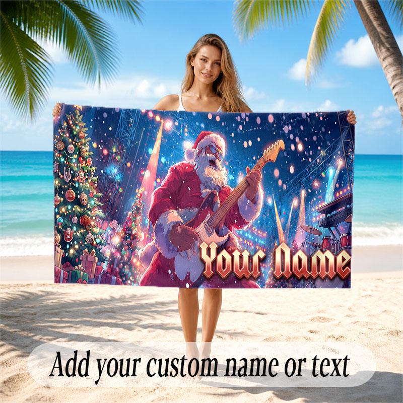 Music Theme Soft Beach Towel Personalized Custom Name Text Towel Portable for Beach Pool Travel