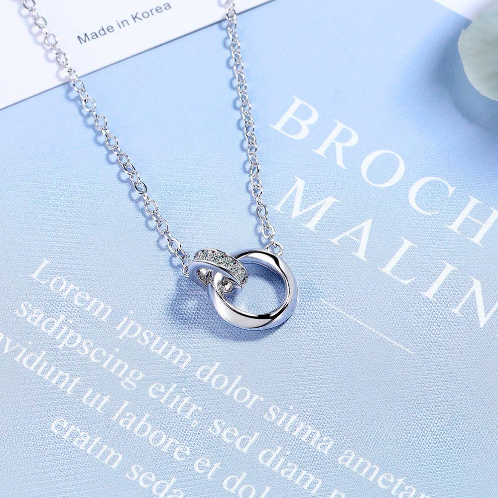 925 Sterling Silver Necklace Mobius Ring Diamond Pendant Women's Fashion Simple Birthday Party Wedding Anniversary Jewelry Gift