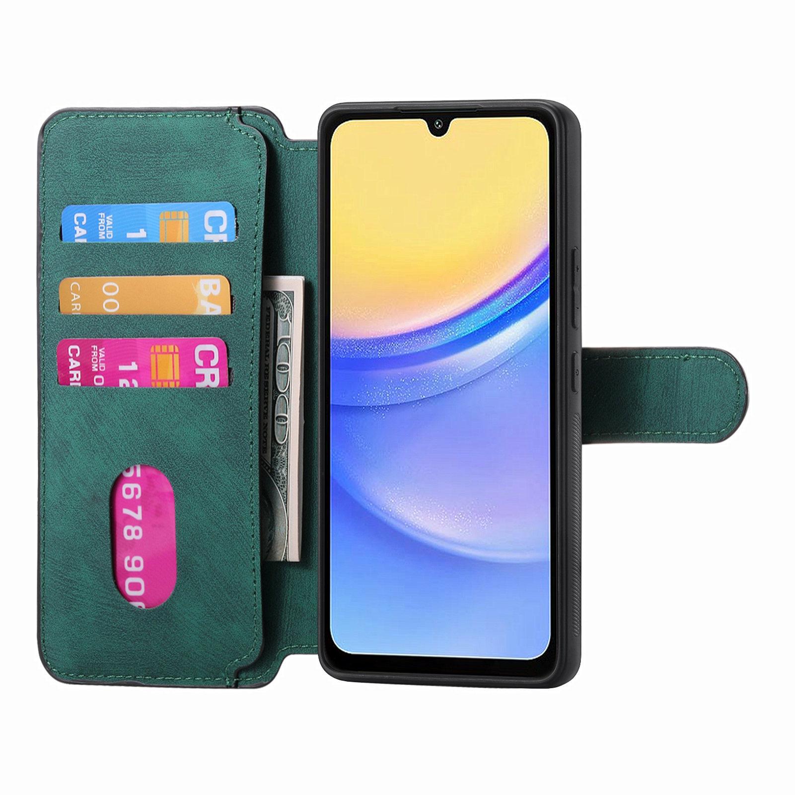 

For Samsung Galaxy A15 4G/5G Magnetic Case CASENEO Detachable Leather Phone Wallet Cover Green