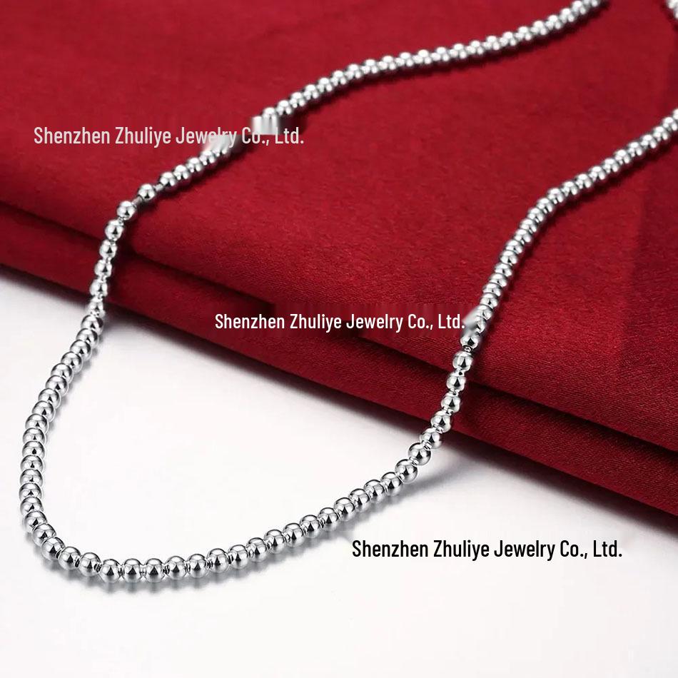 Silver-Plated 4MM Buddhist Bead Necklace - Trendy European, American, Japanese & Korean Fashion Jewelry