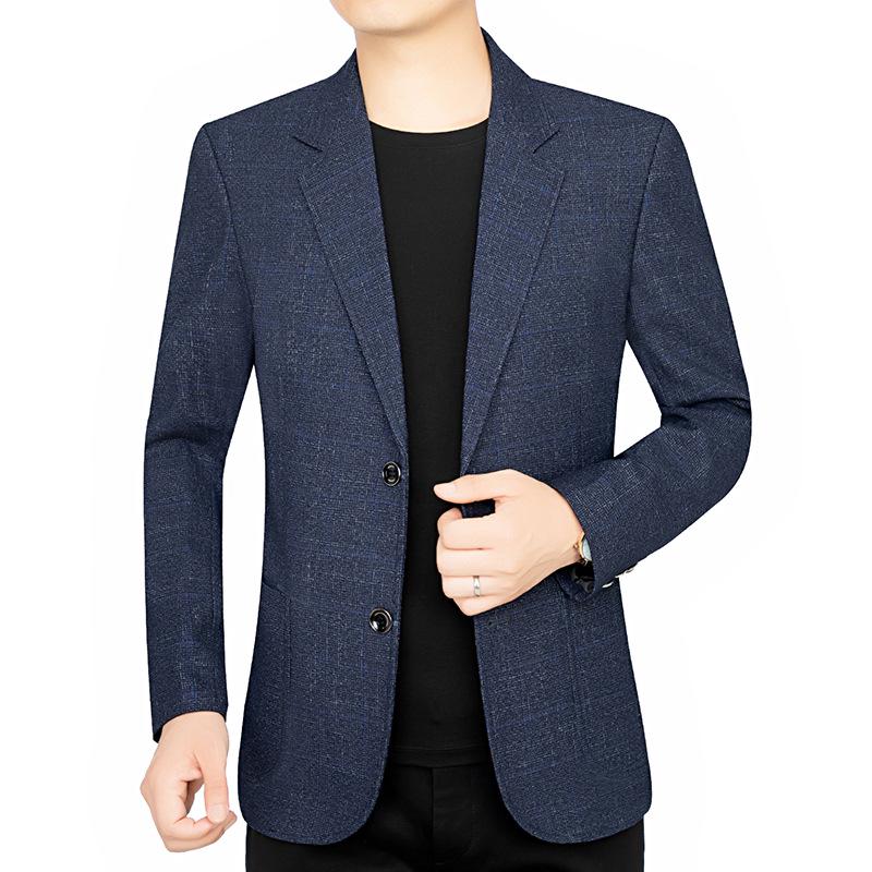 

Men s Slim-Fit Casual Jacket: Spring & Autumn, Single-Breasted Blazer for Middle-Aged and Young Men XXXL темно-синий
