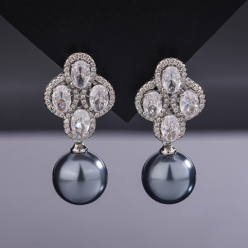 Jewelry Copper Bottom Gold-Plated Fritillary Pearl Temperament Women'S Suit 14Mm12Mm