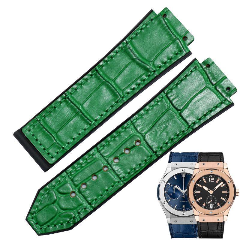 

Ремінець для HUBLOT BIG BANG 25*19мм Натуральна шкіра Водонепроникний Чоловічий Ремінець для годинника Ланцюжок Годинниковий Гумовий Браслет Наручний браслет 25-19mm зелений