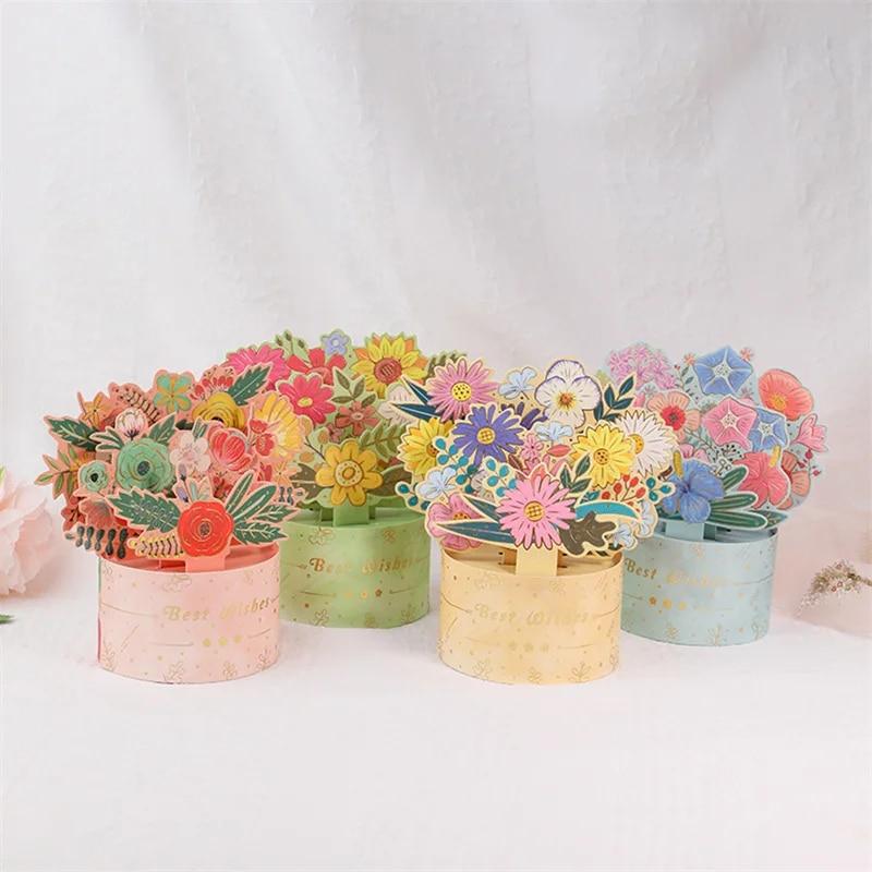 Carte de buchet pop-up 3d creativ G Craft Felicitari Cadou pentru Ziua Mamei Ziua Îndrăgostiților Ziua Nașterii Aniversare Holding de hârtie