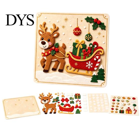 Creative DIY Handicraft Projects Christmas Magic Felt Sticker Art Kit for Kids, 3D Layered Santa & Tree Texture Handcraft Set Craft Set, No Mess Peel