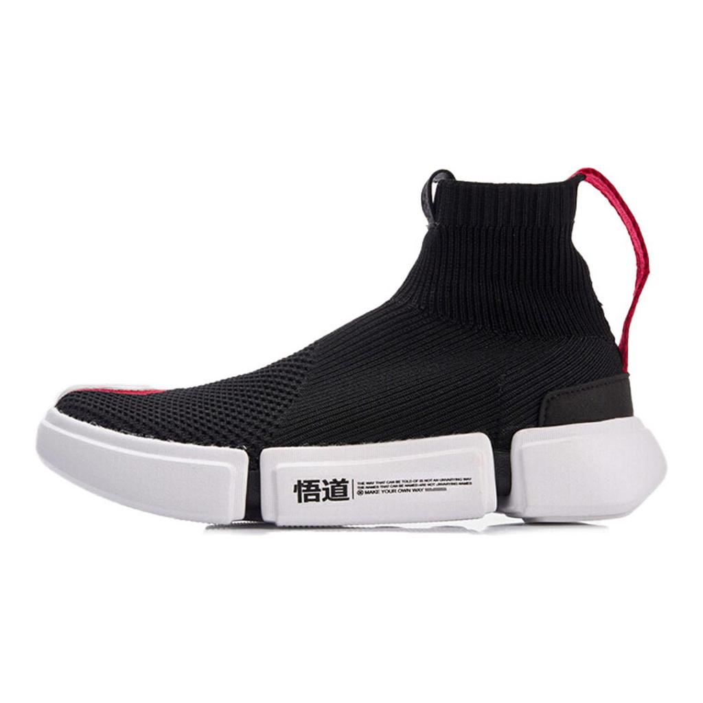 Li Ning Wear Resistant And Lightweight High Top Vintage Basketball Shoes Women's Black White Red ABCM052-1