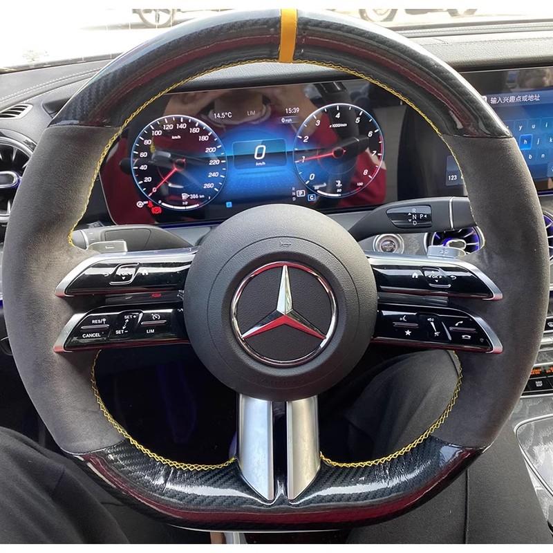 Для Mercedes Benz Class W206 E-Class W213 S-Class W223 Ручная прошивка Карбон белый Кожаный Чехол на Руль Автомобиля 3