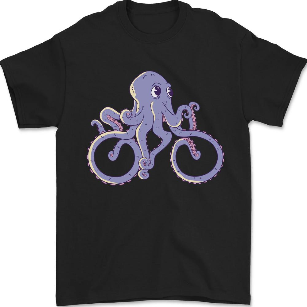 A Cycling Octopus Funny Cyclist Bicycle Mens T-Shirt Cotton Unisex T-Shirt S
