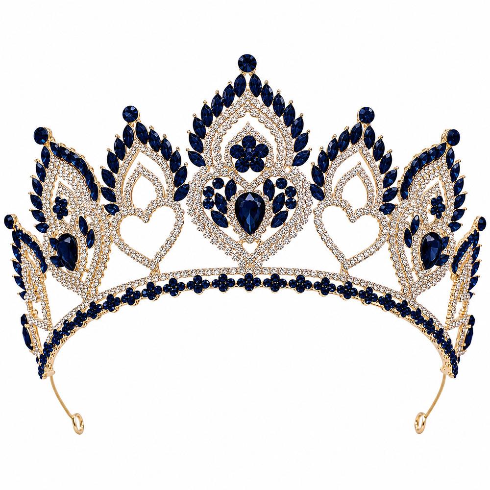DIEZI 8 Colors Elegant Vintage Baroque AB Crystal Heart Crown For Women Girls Wedding Bride Queen Bridal Tiaras Hair Accessories