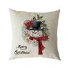 Santa Claus Pillow Case Snowman Color Ball Christmas Wreath Linen Pillow
