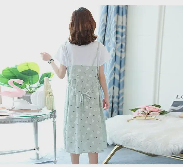 Korean Style Maternity Dress - Loose, Large Size, Medium To Long, Knee-Length Two-Piece for Summer & Autumn