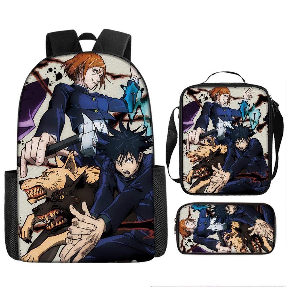 Spell Return Battle School Bag Elementary School Student Animation Backpack Large Capacity Three-piece Set