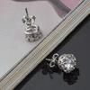 Gold Color Delicate Crown Small Stud Earrings Sparkling Round CZ Zircon Crystal for Women Men Classic Fashion Party Jewelry