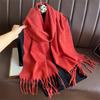 New Embossed Cashmere Women's Winter Scarf Warm Chunky Shawl Luxury Designer Tassels Pashmina Bufanda Lady Wrap Man Scarves