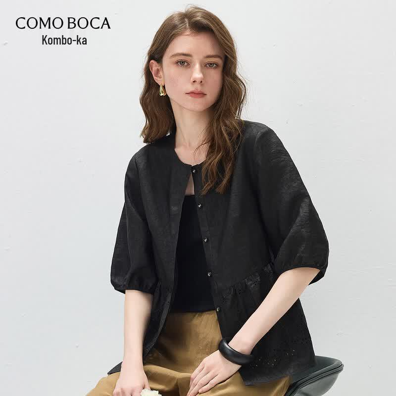 Komengboka Women s Mulberry Silk Half-Sleeve Blouse 2XL