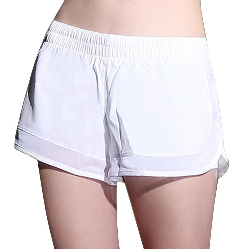 

Женские дышащие повседневные шорты для фитнеса и йоги с подкладкой на эластичной резинке на талии, черные сетчатые шорты для тренировок в тренажерном зале XL белый