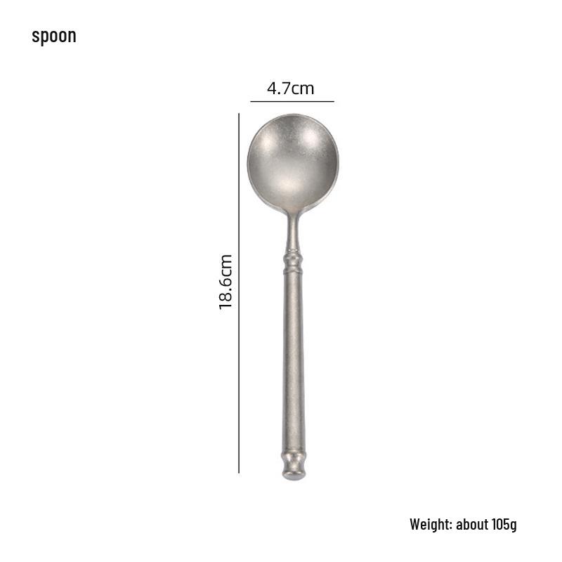 Japanese Snowflake 304 Stainless Steel Matte Cutlery Set: Retro Western Style Steak Knife, Dessert Spoon, Fork.