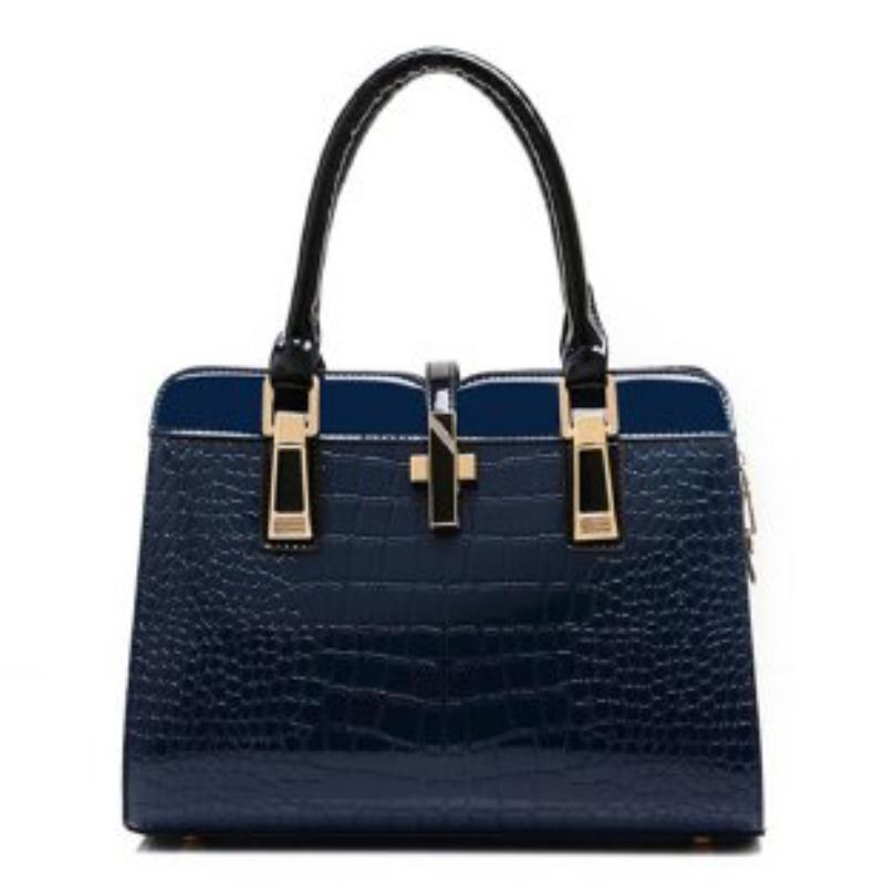Fashion Bright Leather Women'S Handbag Large-Capacity Crocodile Pattern One-Shoulder Messenger Bag High-End Luxury Women'S Bags