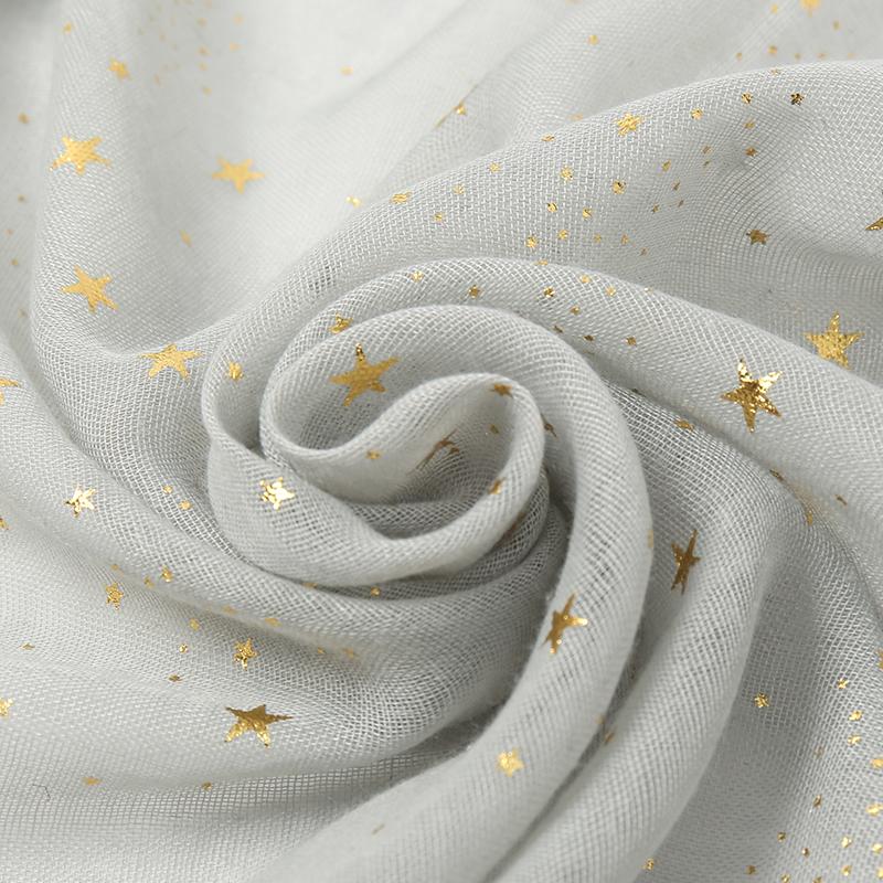Stamping Stars Hijab Shawl Women Thin Breathe Soft Cotton Scarf Golden Shiny Luxury Designers Scarf Muslim Fashion Wraps