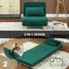 Folding Armchair with Bed Function, Foldable Recliner in Velvet Look, Adjustable Backrest, Load Capacity up to 120 kg, Dark Green