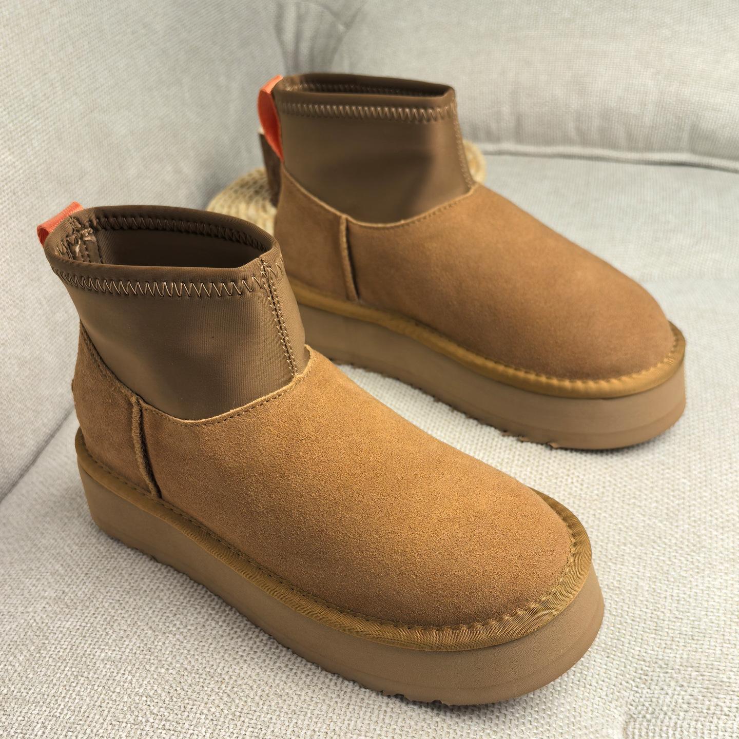 

Elastic boots women s boots snow shoes women s platform snow boots women s winter velvet thickened cotton shoes real cowhide 40 малиновый