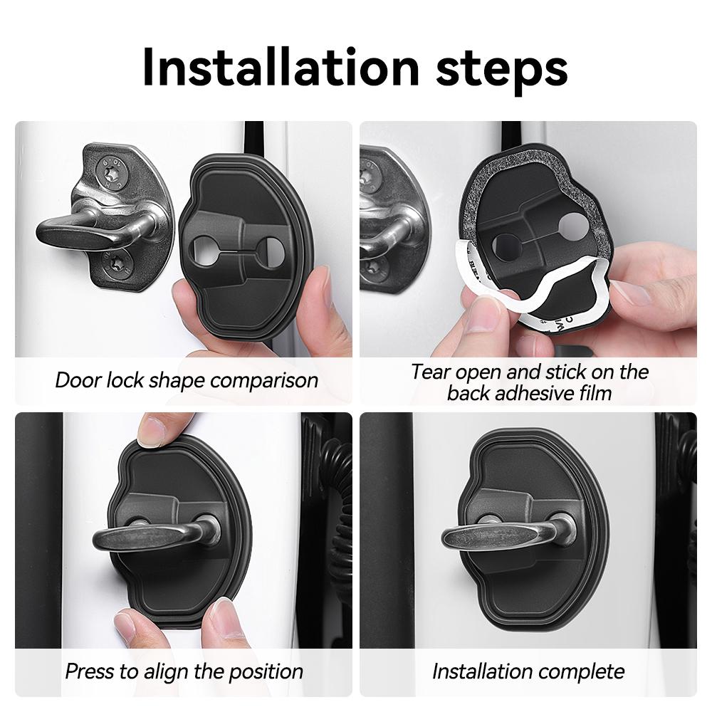 4pcs For Tesla Model 3/Y Highland Juniper Easy To Assemble Silicone Car Door Lock Covers Protective Decoration Case Accessories