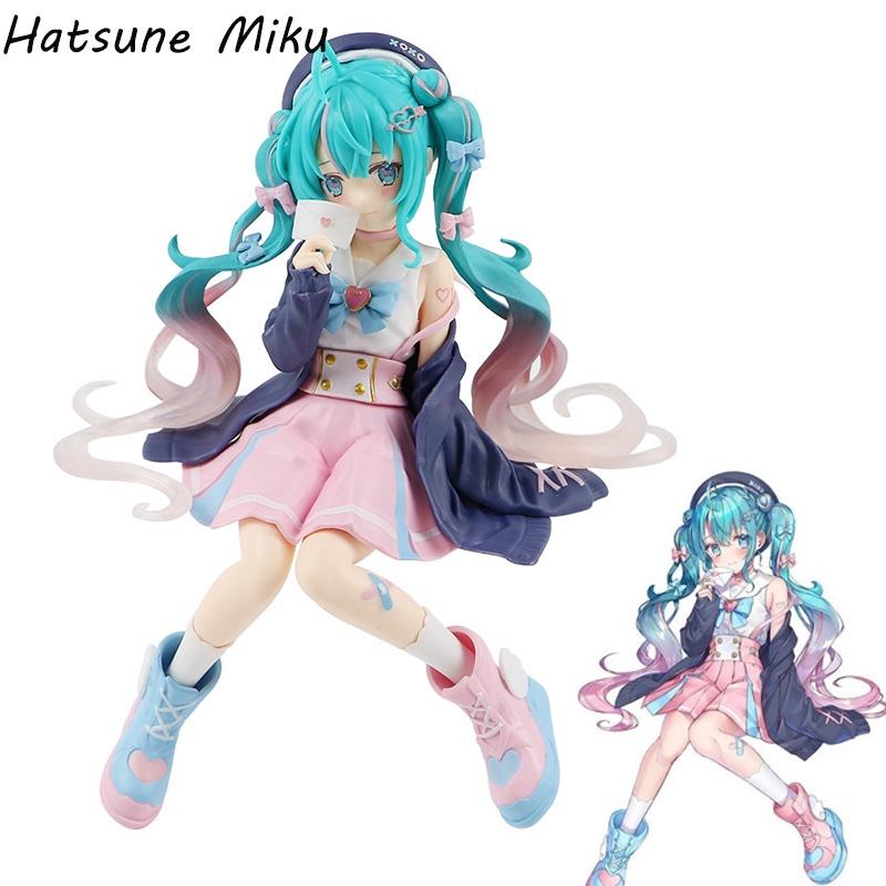 Cute Pink Sitting Pose Hatsune Miku Pvc Figure For Teens