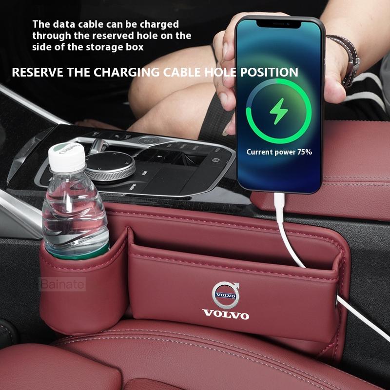 Läder För Volvo Bilstol Glappfyllare Väska Förvaringslåda Mugghållare XC90 XC60 C30 S60 C70 XC40 V40 XC70 V70 V60 S40 V90 S90