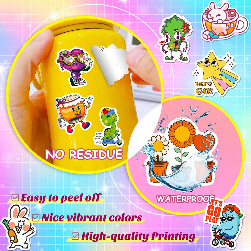 50 Mixed and Matched Web Pictures Stickers Shrimp Skin New Product Cartoon Cute Student Children Reward Stickers