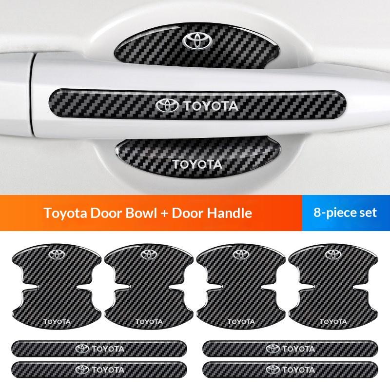 WTRK1 Car Door Handle Bowl Protector Anti-Scratch Carbon Sticker Strip Decals for Toyota RAV4 C-HR Yaris Hilux Prius Auto Accessories