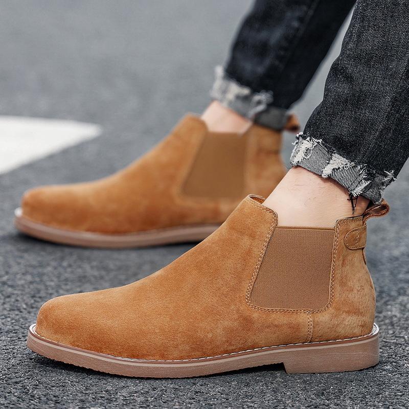 Autumn and winter large size velvet Chelsea boots anti-velvet leather British casual boots medium help Martin boots retro tooling boots