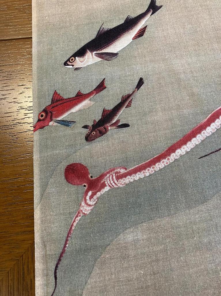 Tenugui (hand Towel) by Ito Jakuchu, School of Fish