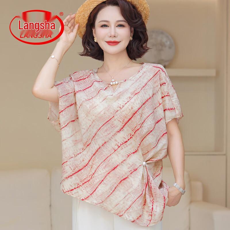 LangSha Women s Summer Chiffon Blouse & Top Set 4XL
