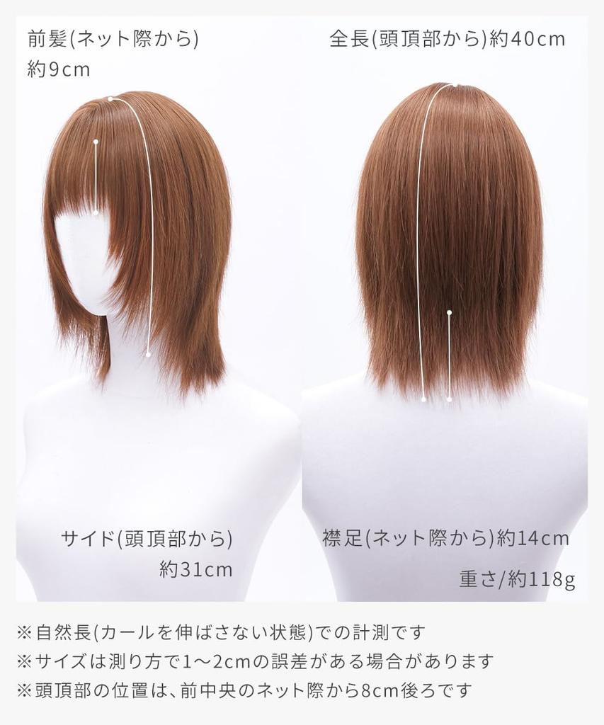 AQUADOLL MBK Matte Black Wig, Straight, Medium Bob, Layered, Blonde, Pink, High-Tone, Full Wig, Size L, wg362-L-MBK