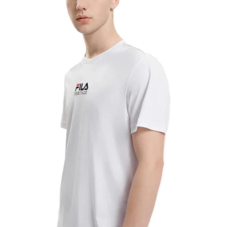 FILA Solid Color Crew Neck Short Sleeve T-Shirt Men tops White F11M318107F-WT