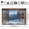 2D Rustic Window Snowy Forest Backdrop Winter Landscape Portrait Photography Background
