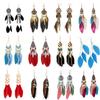 Vintage Bohemian Feather Tassel Earrings Exaggerated Ethnic Vacation Dangle Ear Jewelry Fashion Accessories For Women