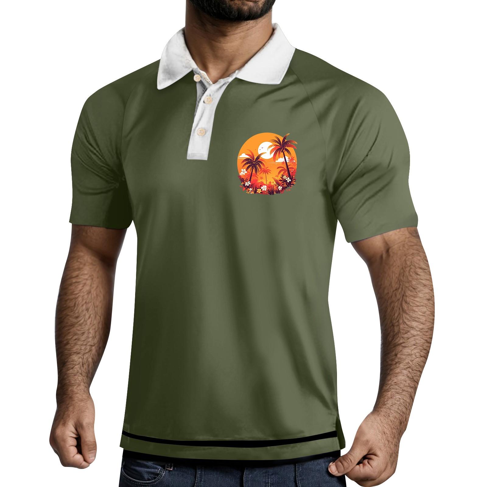 

Мужская рубашка с коротким рукавом и тремя пуговицами и лацканами XL