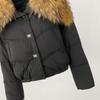 OFTBUY Winter Jacket Women Big Real Raccoon Fur Collar Natural Thick Warm Duck Down Coat Short Outerwear Streetwear Loose Casual