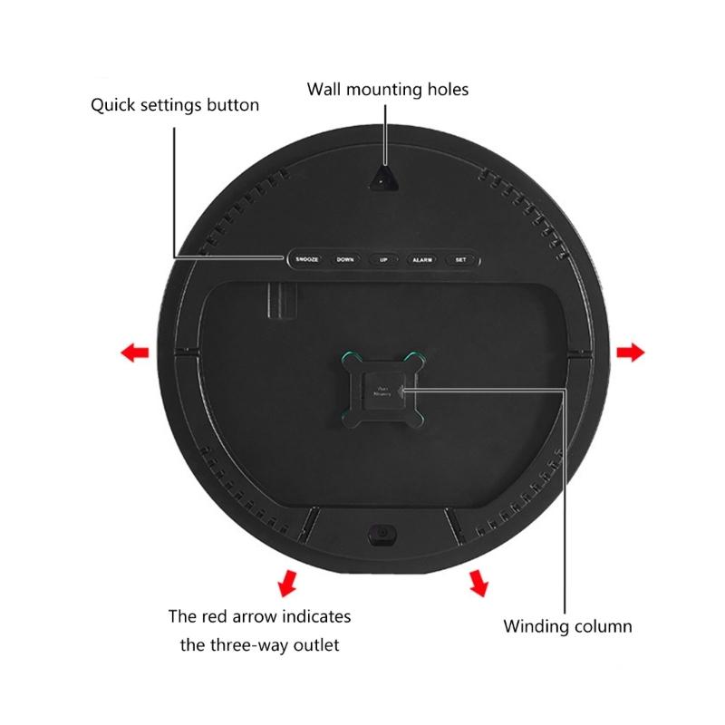 Modern Digital Wall Clock Remote Controlled 5-Level Adjustable Brightness 12inch Large Screen Wall Clock for Offices