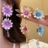 Colorful Fabric Flower Earrings Glass Crystal Drop Earrings Floral Pendant Earrings  Women Jewelry