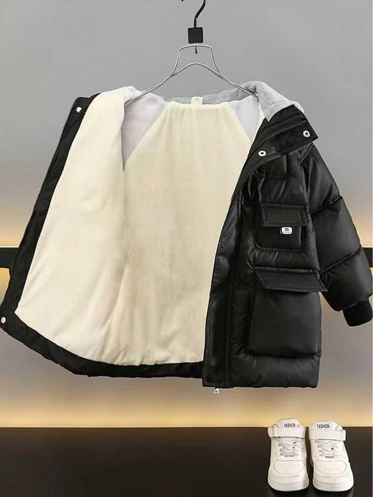 Boys' Velvet Lined Lambskin Winter Cotton Jacket