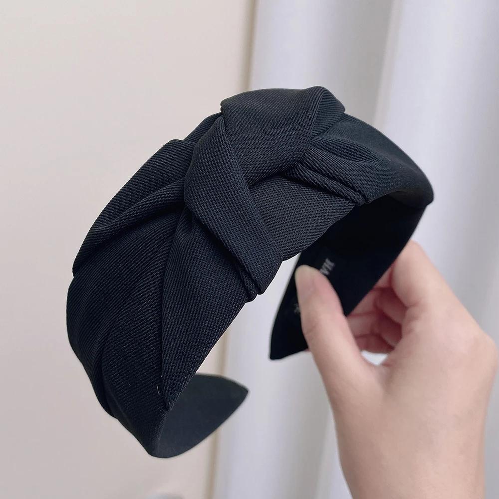 Girls Vintage Hair Bands Cloth Wide Hairband New Knotted Headbands for Women Headdress Soft Hair Hoop Hair Accessories Headwear